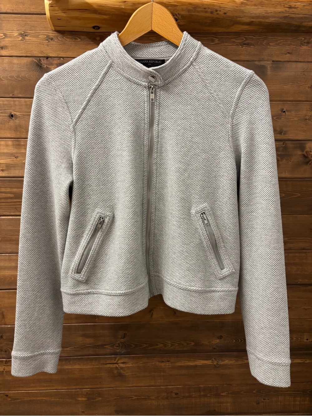 Banana Republic Knit Moto Jacket, Light Gray, Brand New, Size Small
